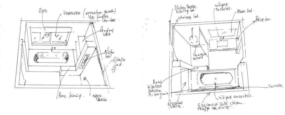 Croquis de la salle de bain — Projet Alouette, Saint-Mandé