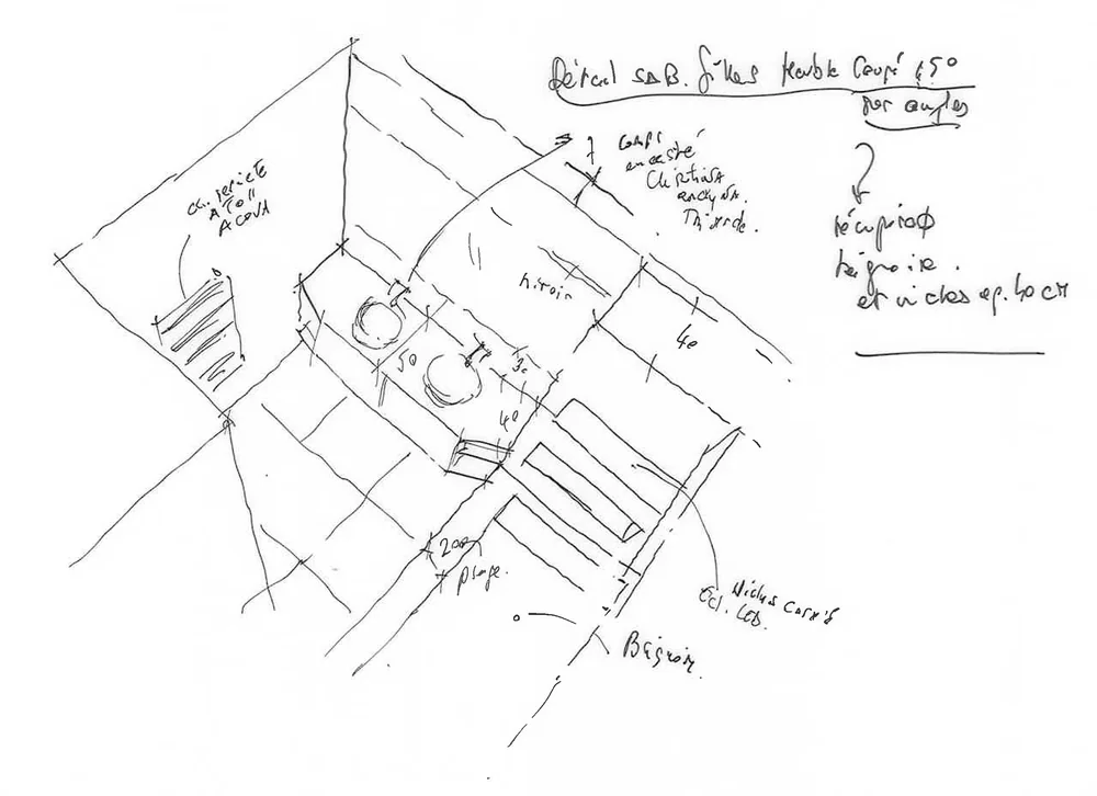 Croquis de la salle de bain — Projet Jemmapes, Paris
