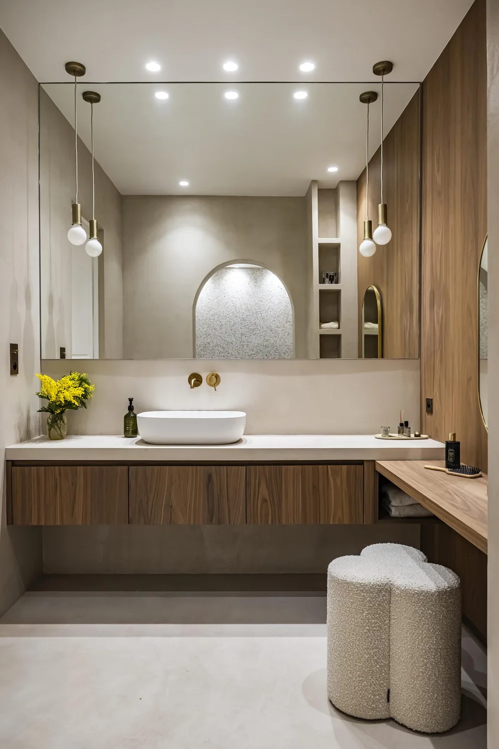 Meuble vasque et grand miroir — Projet Laffitte, Neuilly-sur-Seine
